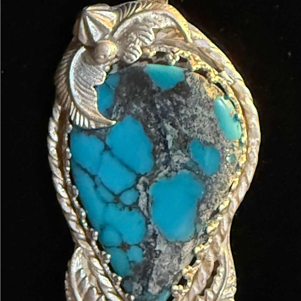 Elegant Silver and Turquoise Brooch